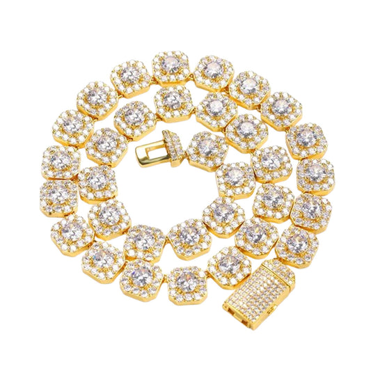 Iced Out Clustered Tennis Cuban Chain