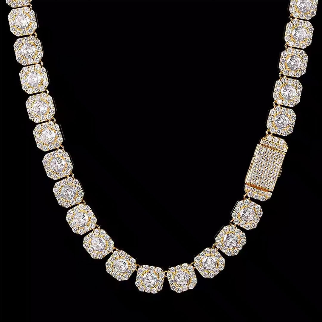 Iced Out Clustered Tennis Cuban Chain