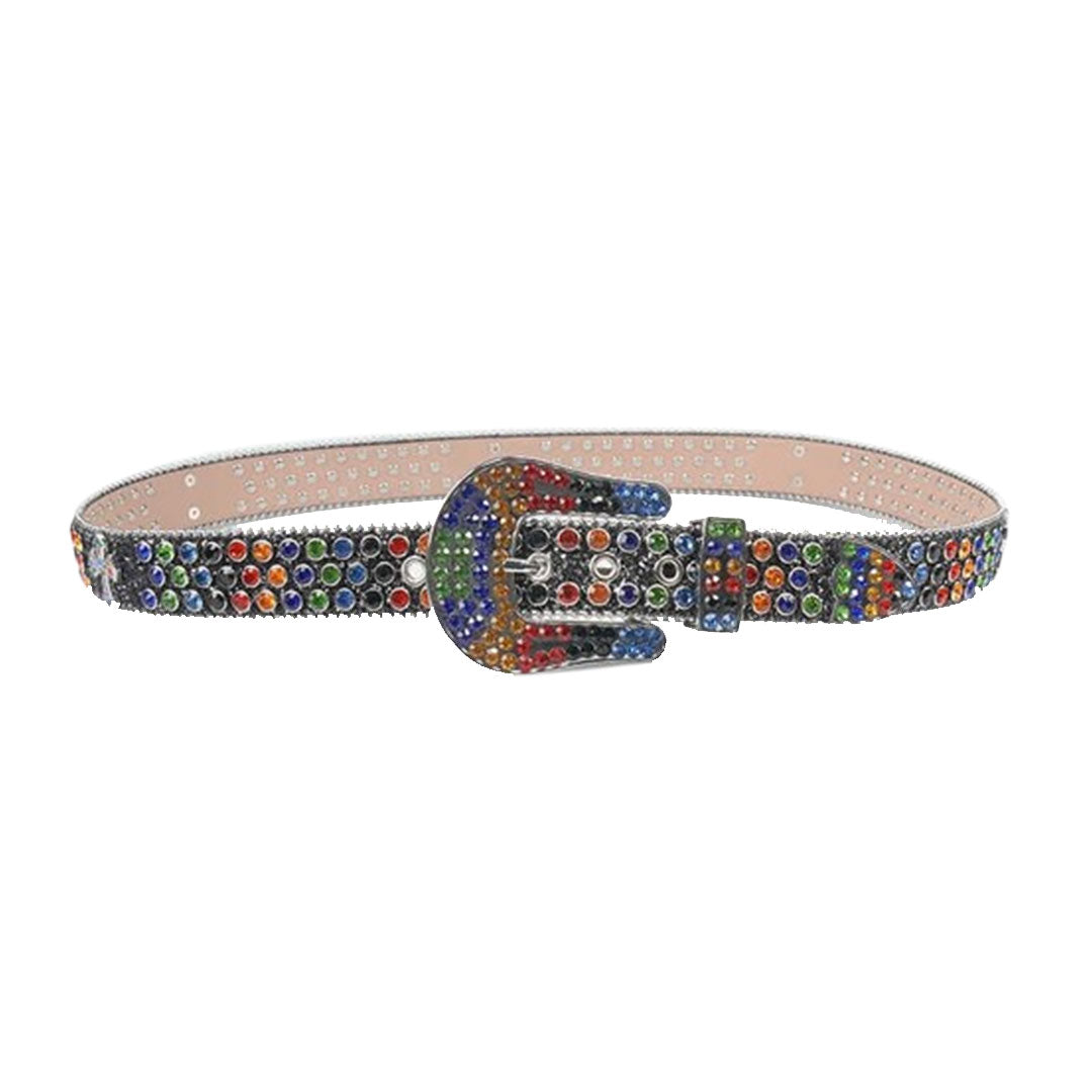 Black Cross Rhinestone Belt With Multi Studded Belt