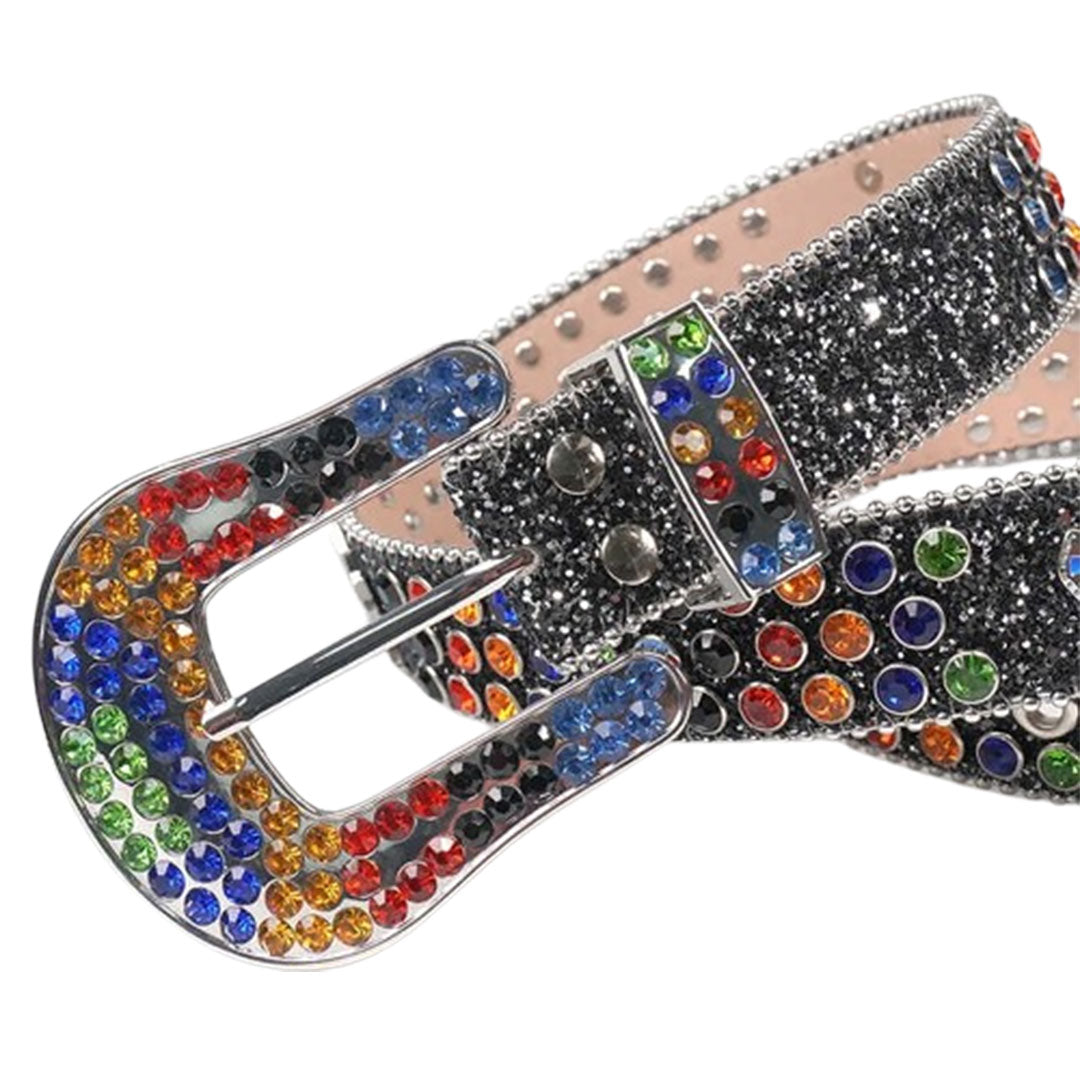 Black Cross Rhinestone Belt With Multi Studded Belt