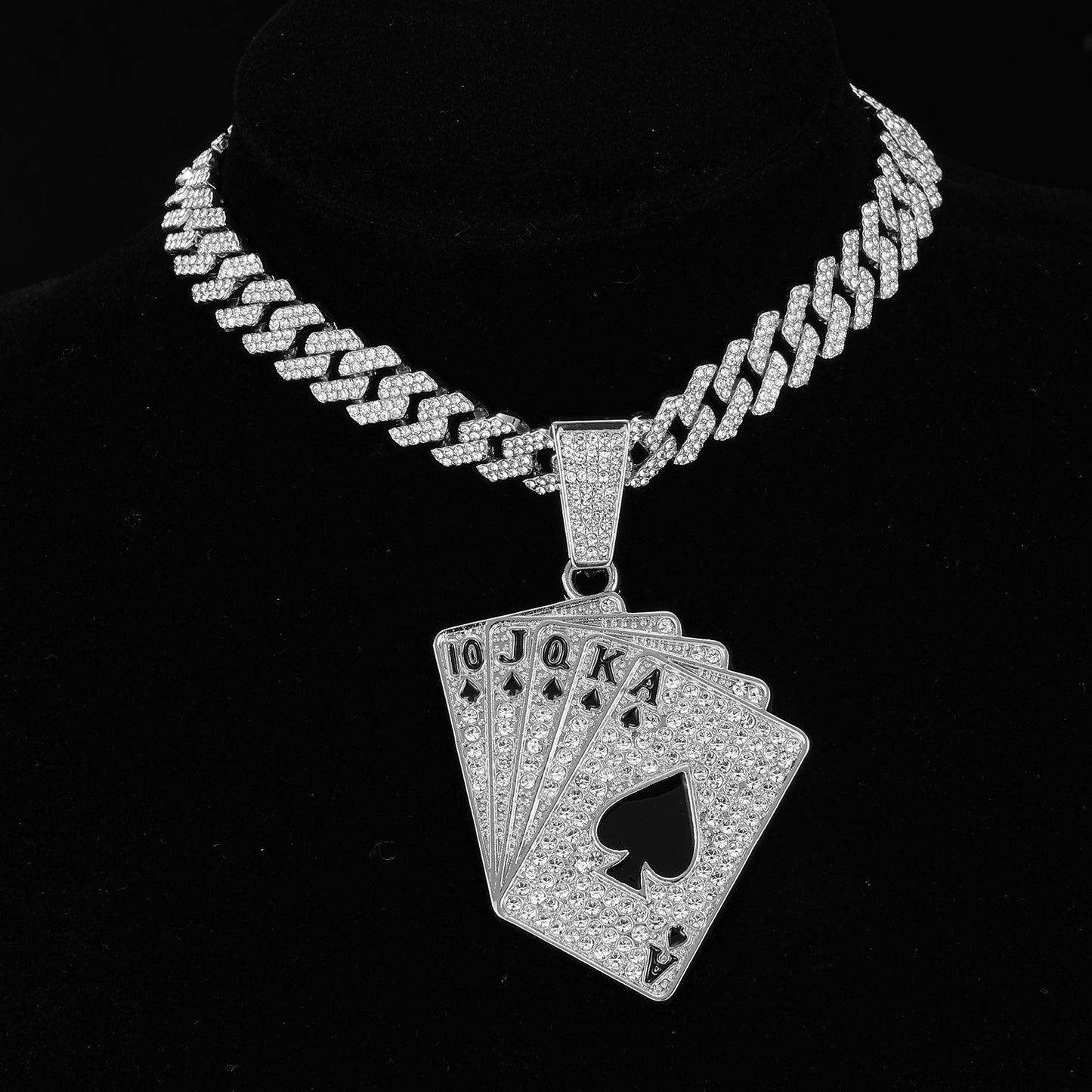 Iced Out Hip Hop Poker Card Necklace
