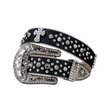 Cross Bling Black Strap With Crystal Studded Rhinestone Belt