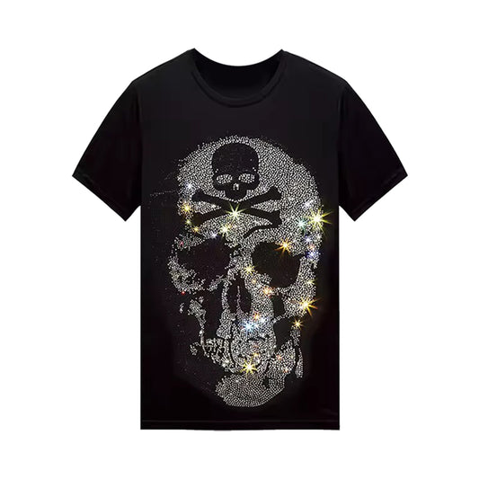 Deadly Rhinestone Skull Graphic T-shirt