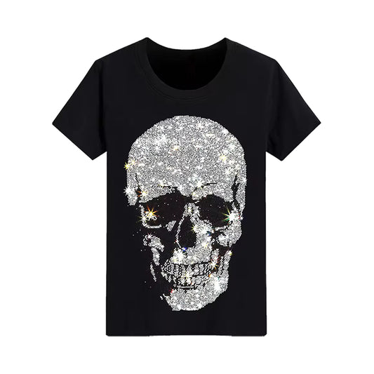 Glittery Skull Rhinestone T-shirt