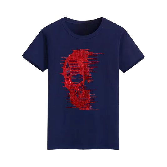 Gothic Designer Skull Rhinestone T-shirt