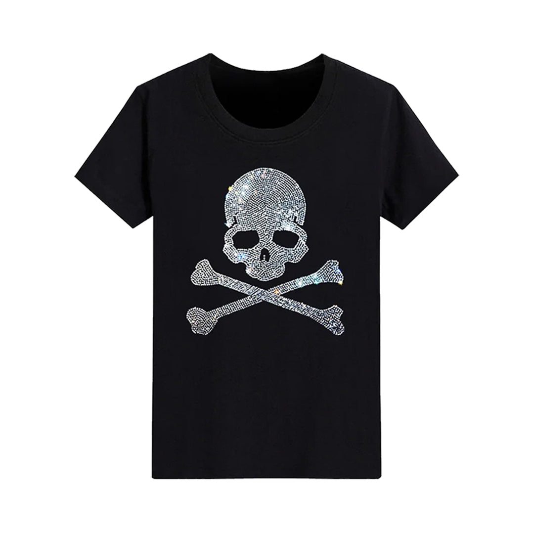 Pirates Skull With Crossbones Rhinestone T-shirt