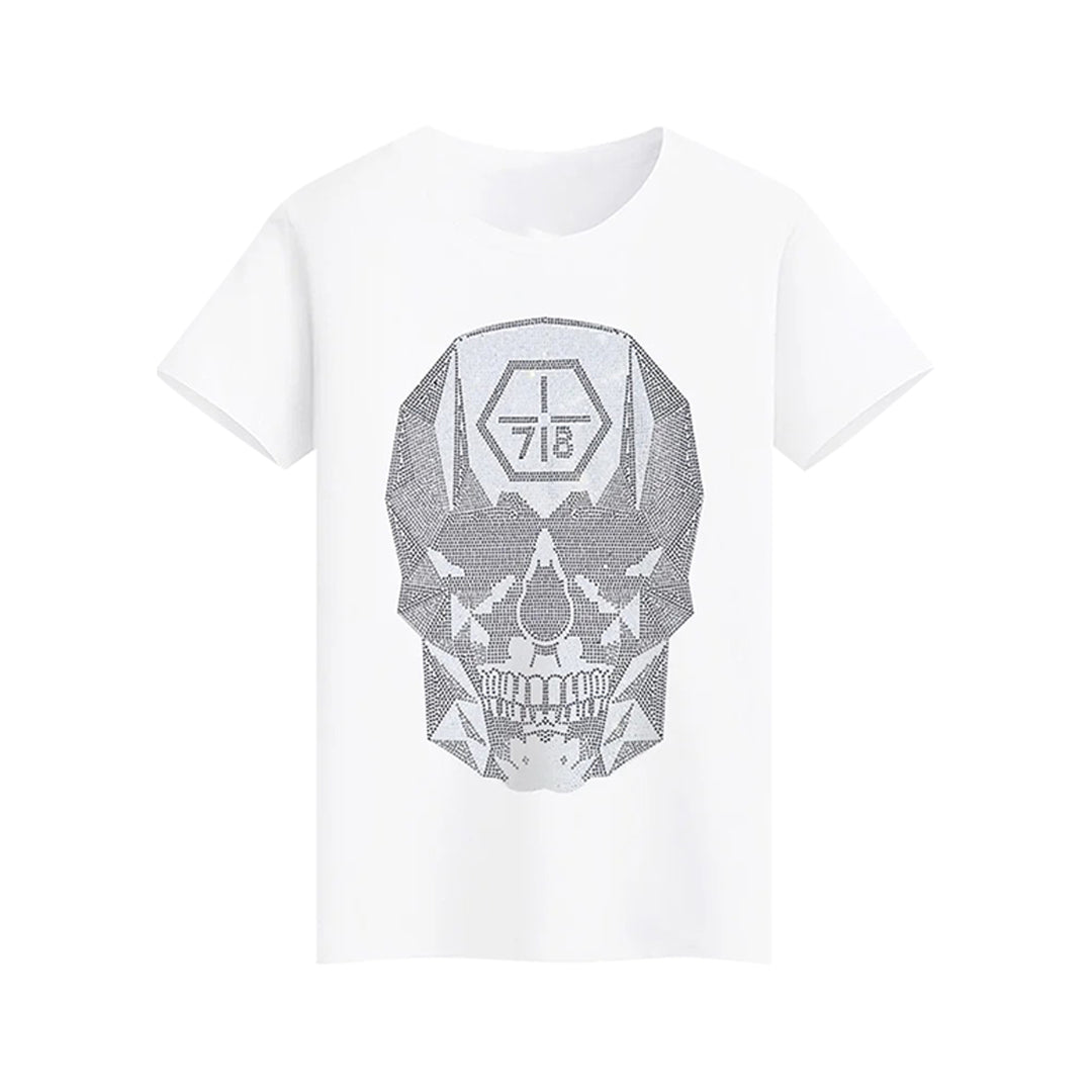 Signature Skull Graphic Rhinestone T-shirt