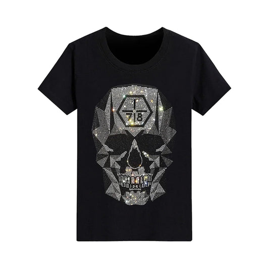 Signature Skull Graphic Rhinestone T-shirt