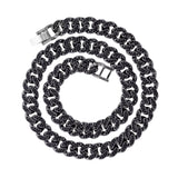 13mm Black Rhinestones Chunky Cuban Chain