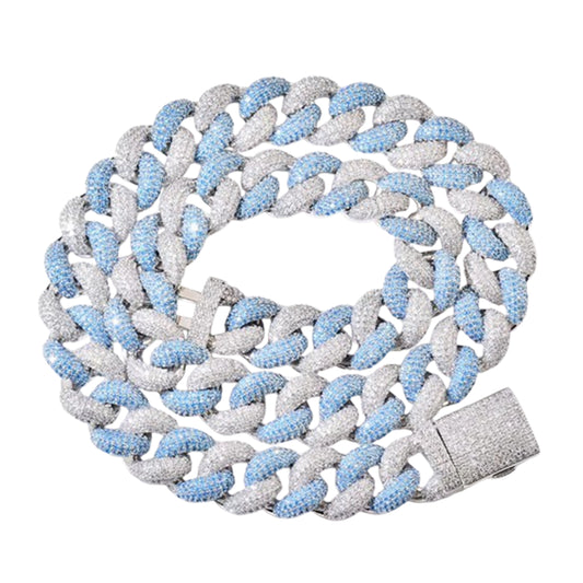 Two Tone Bubble Round Cuban Link Chain