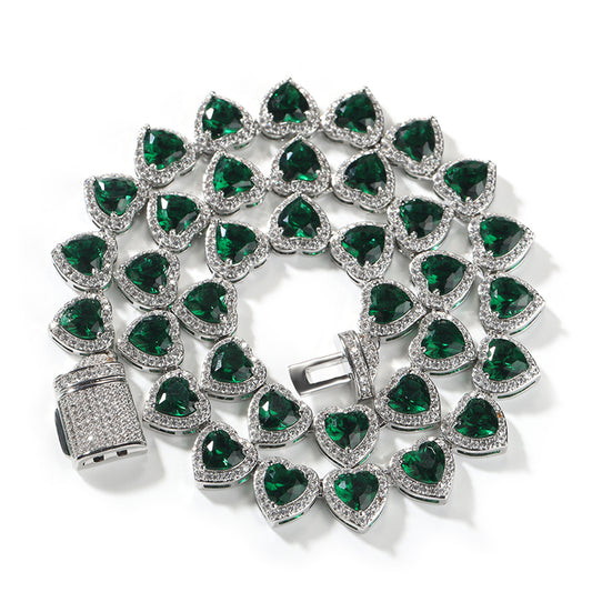 Heart Shape Bling Cuban Link Chain
