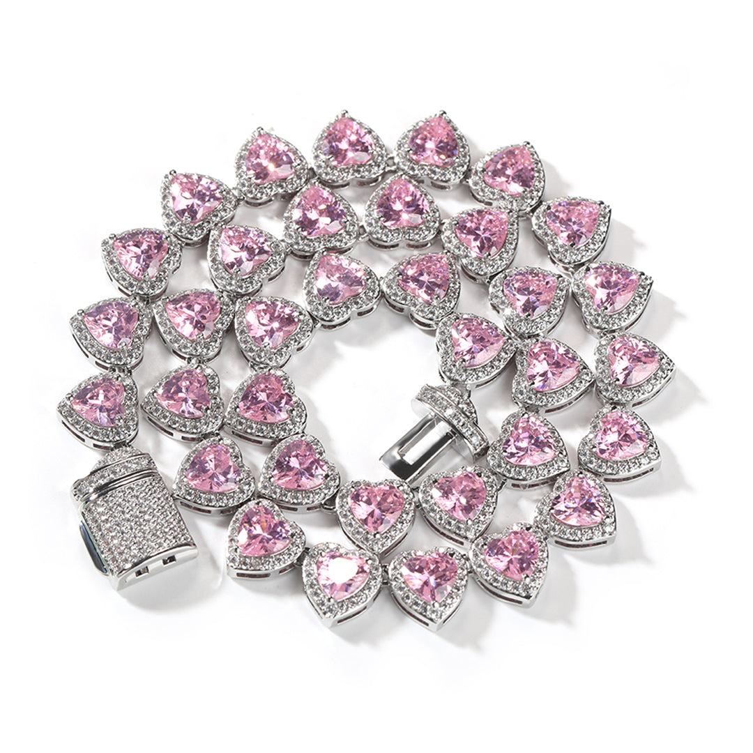 Heart Shape Bling Cuban Link Chain