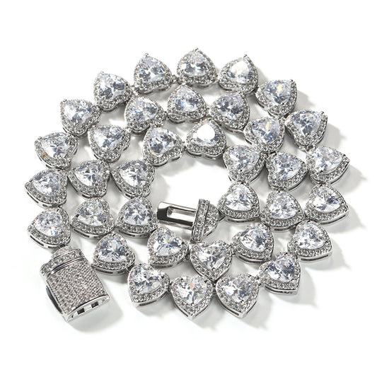 Heart Shape Bling Cuban Link Chain
