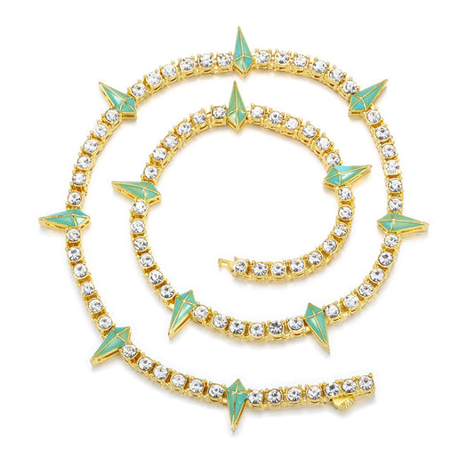 Iced Out Dropwater Shape Bling Rhinestone Chain