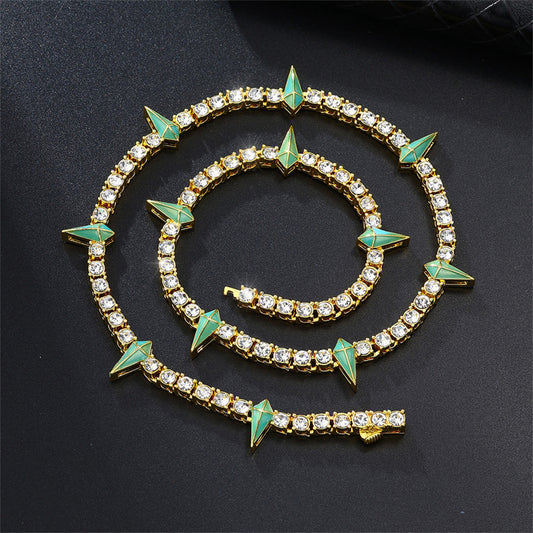 Iced Out Dropwater Shape Bling Rhinestone Chain