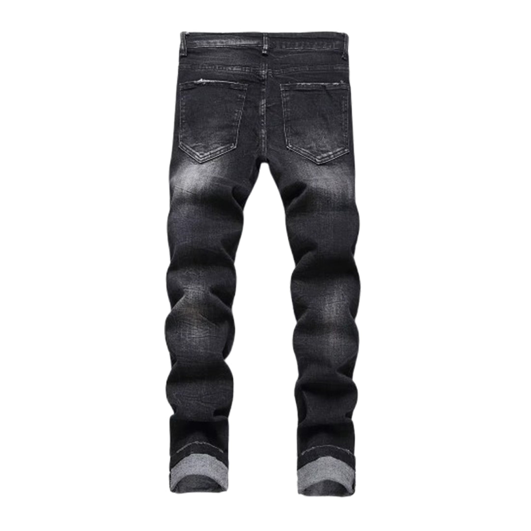 Men's Fringe Patch Style Denim Jeans