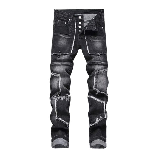 Men's Fringe Patch Style Denim Jeans