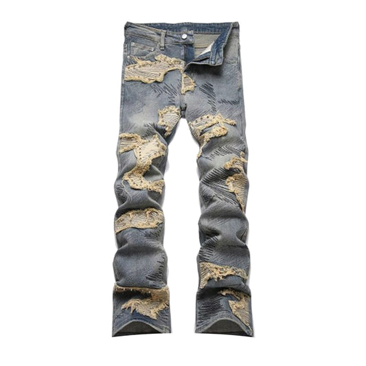 Men's Boot Cut Punk Rivet Denim Jeans
