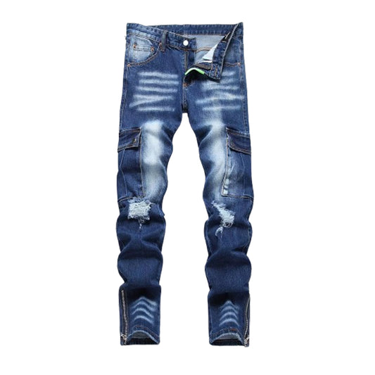 Men's Multi Pocket Cargo Style Denim Jeans