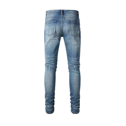Men's Tapered Painted Ripped Denim Jeans