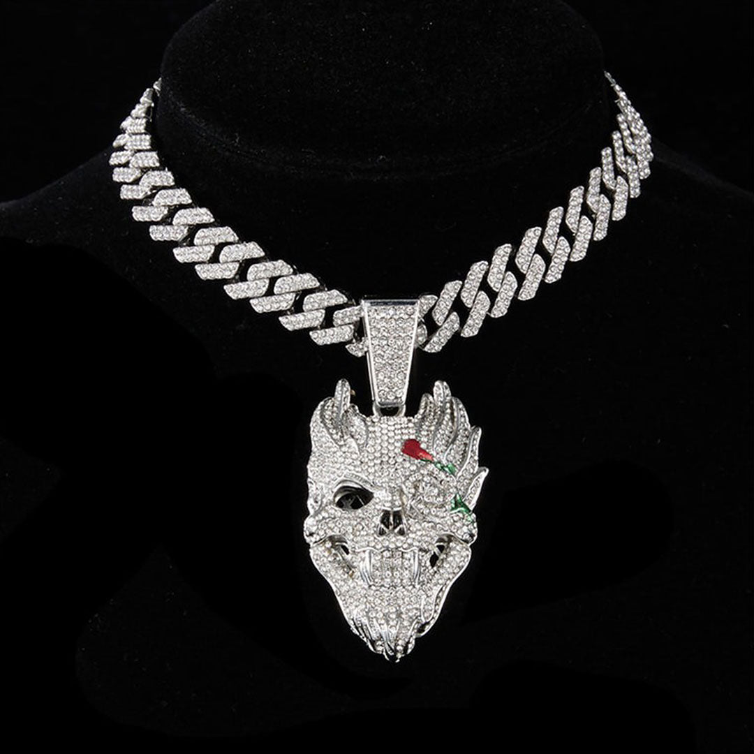Iced Out Hip Hop Exaggerate Skull Necklace