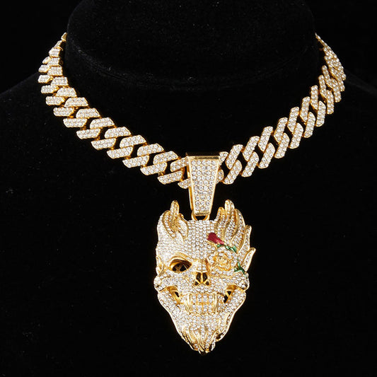Iced Out Hip Hop Exaggerate Skull Necklace