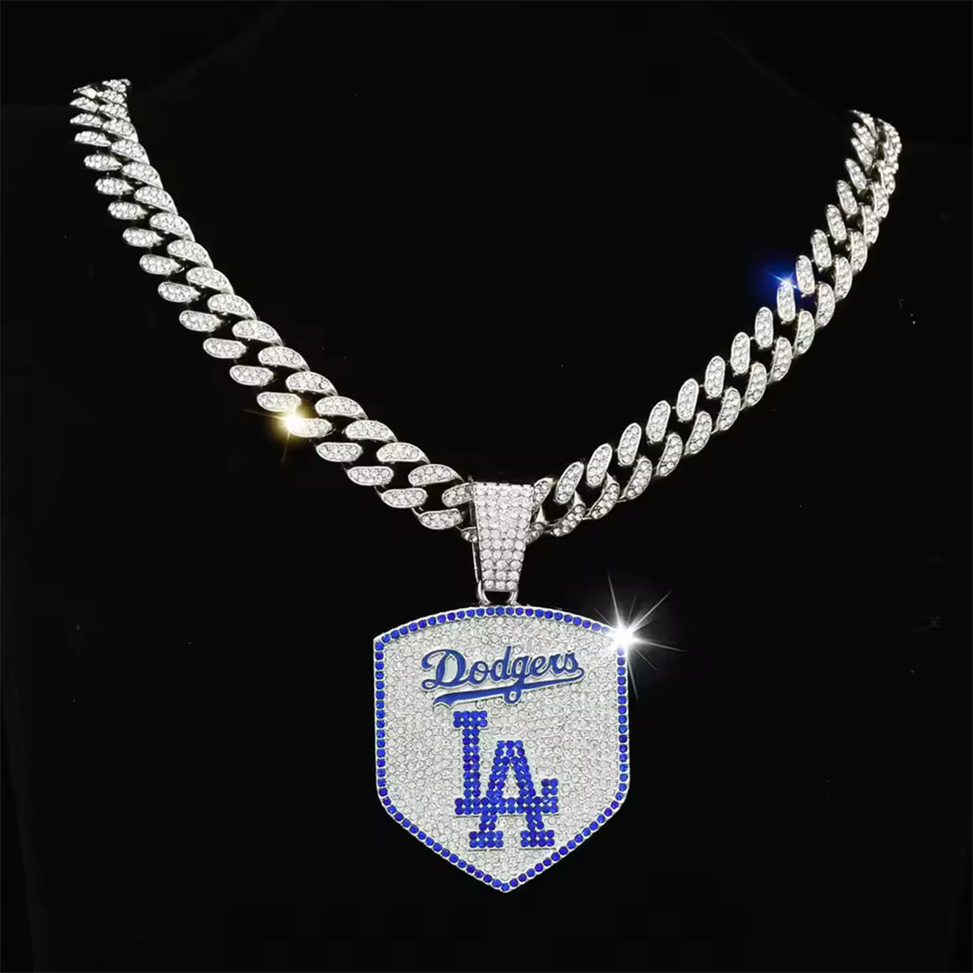 Iced Out Dodgers Pendant Shiny Necklace