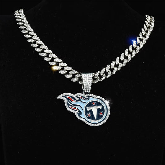 Iced Out Bling Blue Fireball Zinc Alloy Necklace