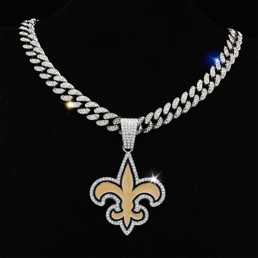Iced Out NFL New Saints Pendant Necklace
