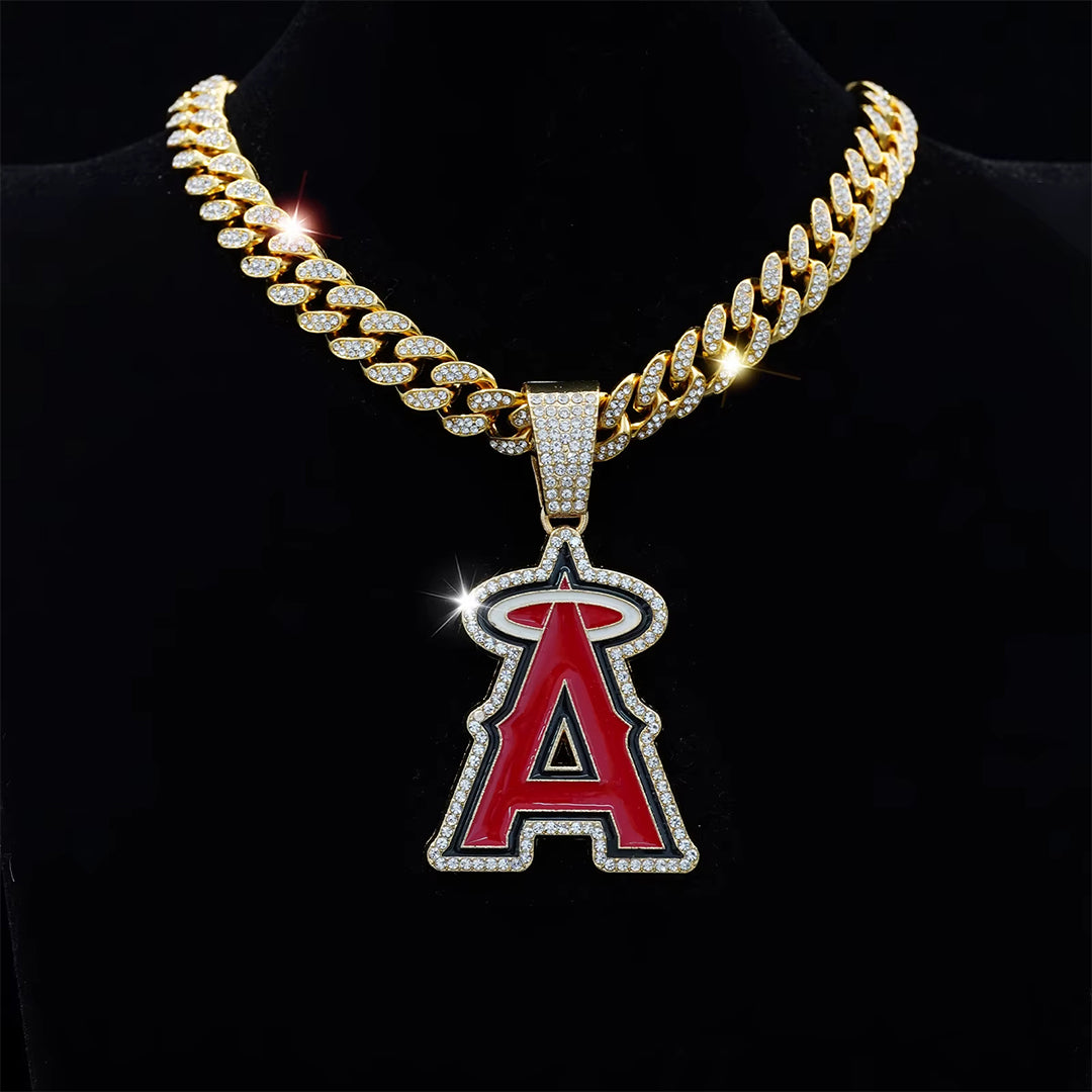 Iced Out Angel Sign Rhinestone Necklace