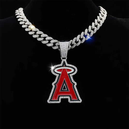 Iced Out Angel Sign Rhinestone Necklace