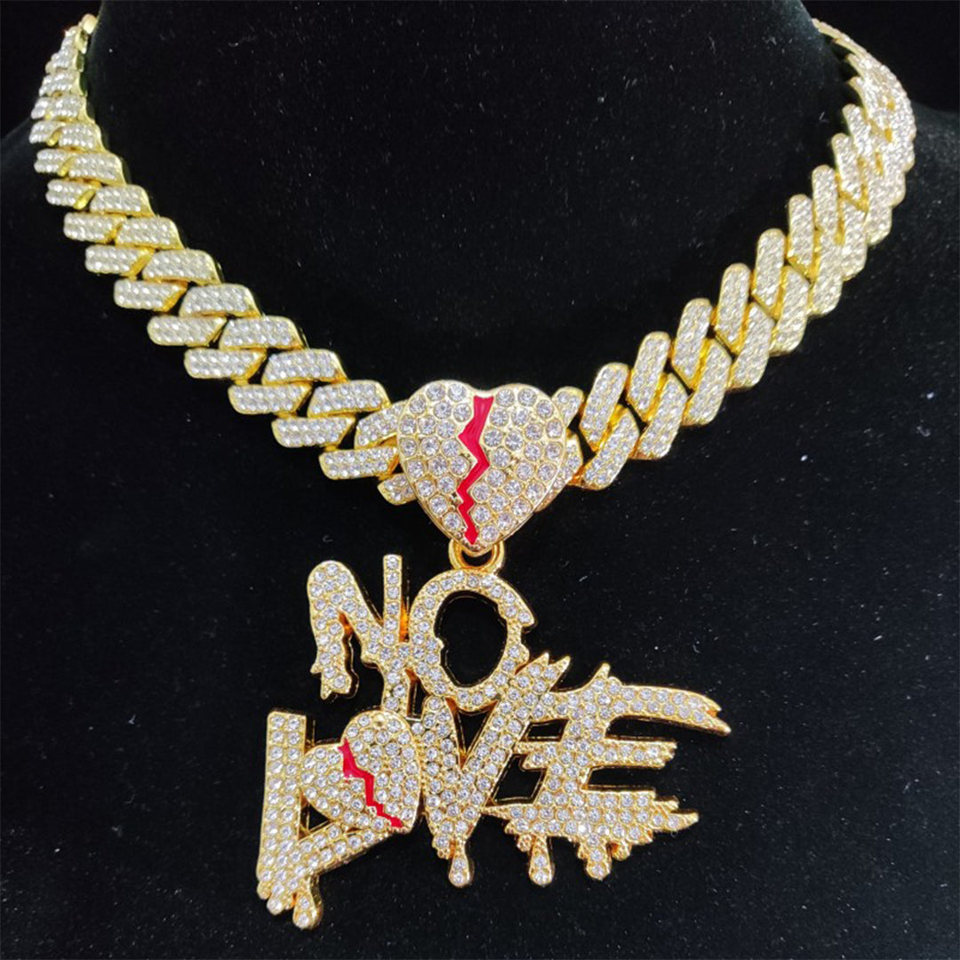 Iced Out No Love Heart Cuban Necklace