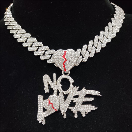 Iced Out No Love Heart Cuban Necklace