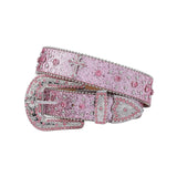 Shiny Pink Strap With Crystal Studded Cross Rhinestone Belt
