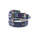 Shiny Black Strap With Multi Studded Cross Rhinestone Belt