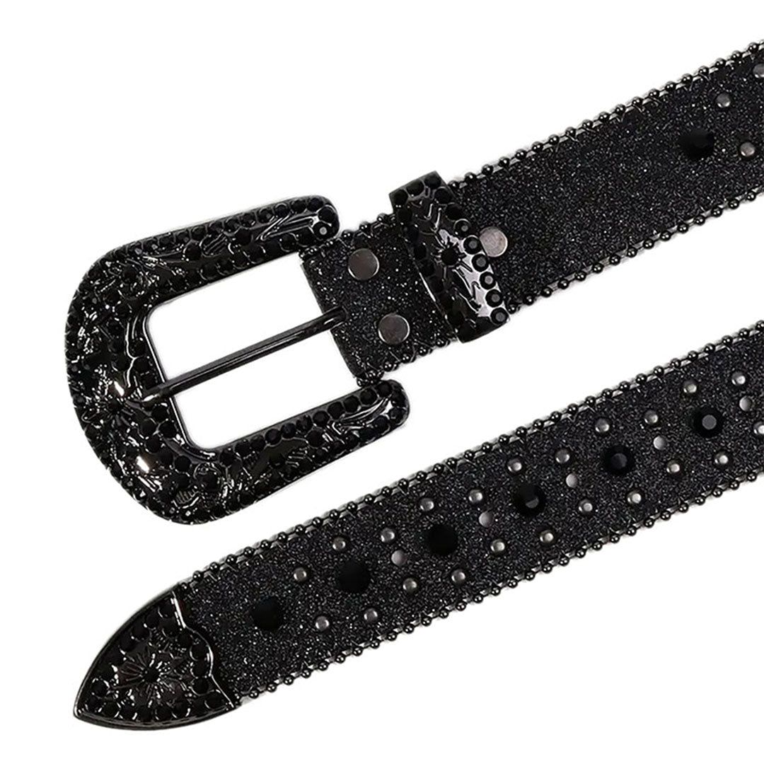All Black Cross Symbol Studded Rhinestone Belt