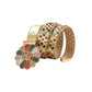 Floral Buckle Gold Strap With Multi Studded Rhinestone Belt