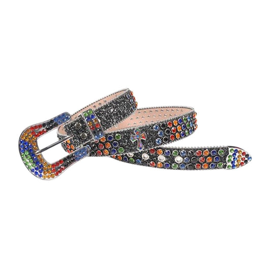 Black Cross Rhinestone Belt With Multi Studded Belt
