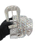 Skull Buckle Shiny Silver Strap With Crystal Studded Rhinestone Belt