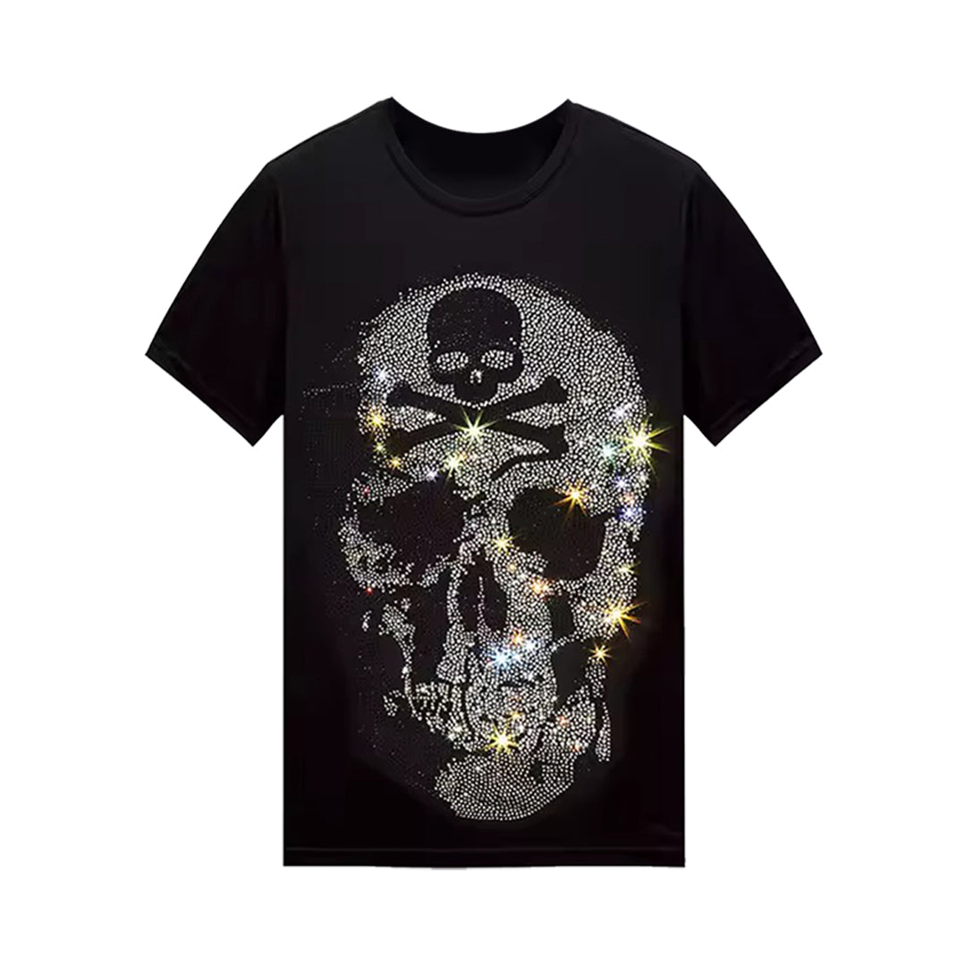 Deadly Rhinestone Skull Graphic T-shirt