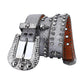 Skull Buckle Shiny Silver Strap With Silver Studded Rhinestone Belt