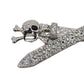 Metal Skull Buckle Shiny Silver Strap With Crystal Studded Rhinestone Belt