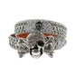 Metal Skull Buckle Shiny Silver Strap With Crystal Studded Rhinestone Belt