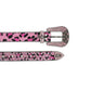 Skull Buckle Suede Pink Patterned Strap With Pink Studded Rhinestone Belt