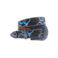 Skull Buckle Black Strap With Blue Studded Rhinestone Belt