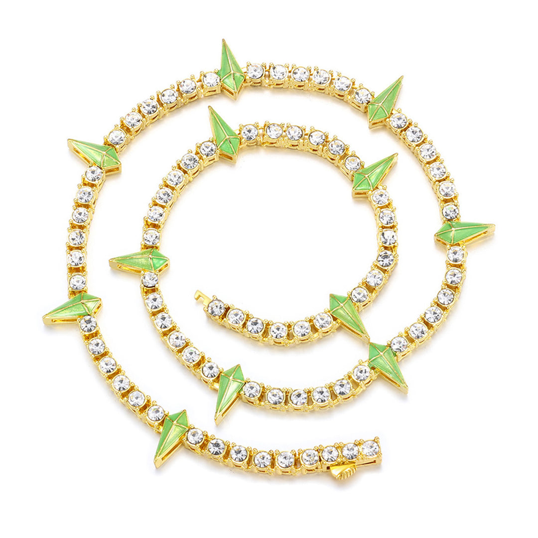 Iced Out Dropwater Shape Bling Rhinestone Chain