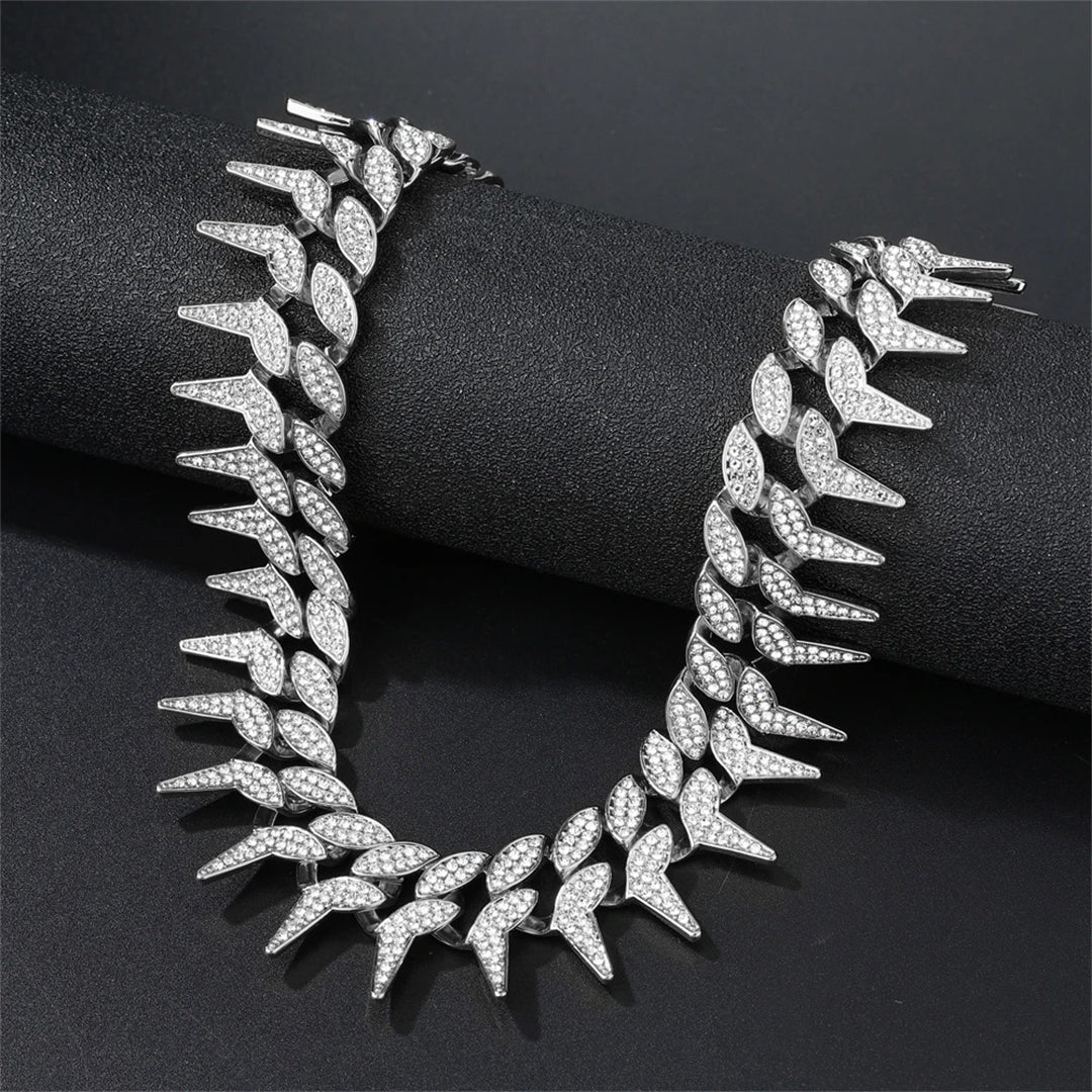 Hip Hop Iced Out Thorns Cuban Link Chain