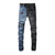 Men's Moto Dual Color Spliced Denim Jeans