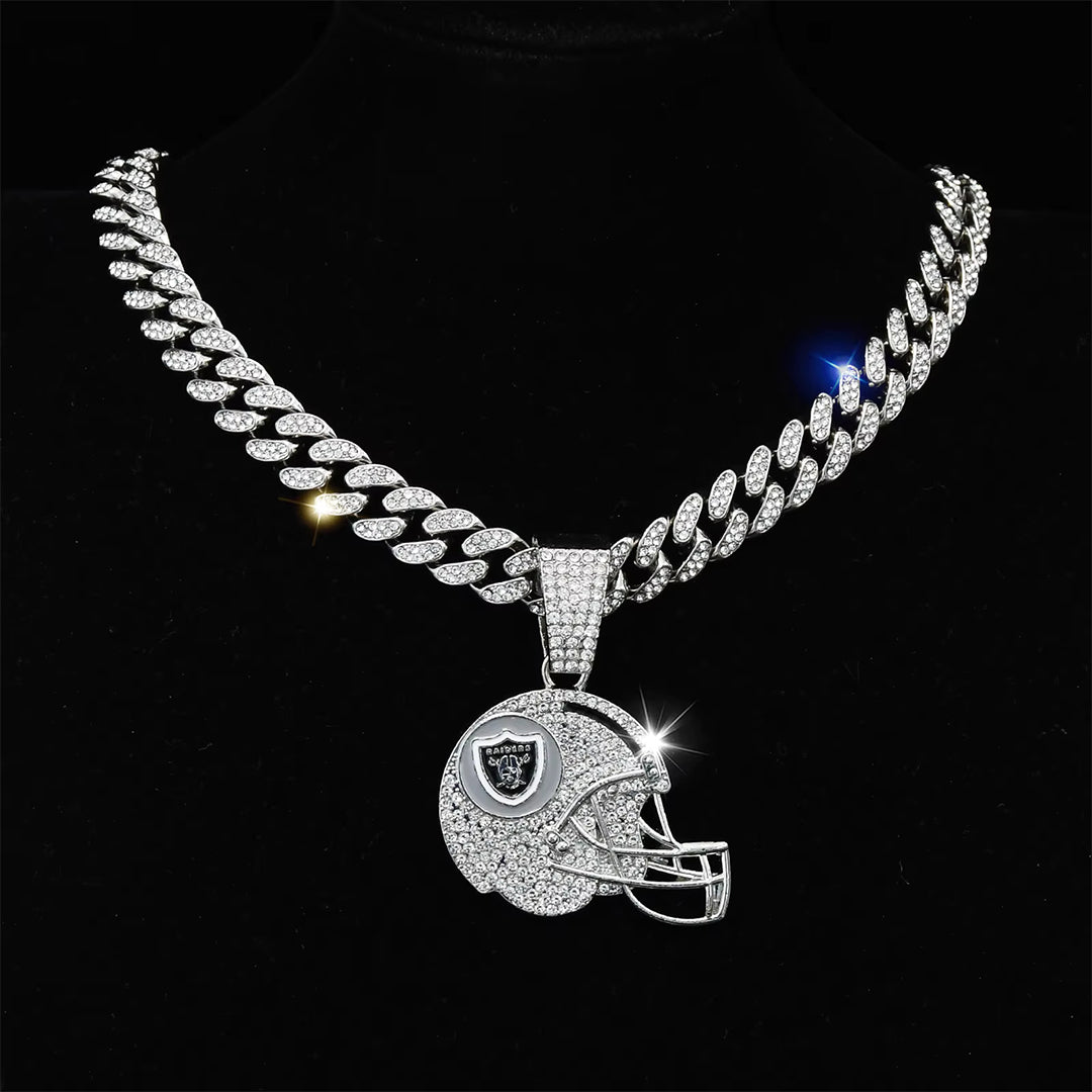 Iced Out Raiders Shiny Helmet Necklace