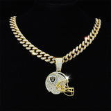 Iced Out Raiders Shiny Helmet Necklace
